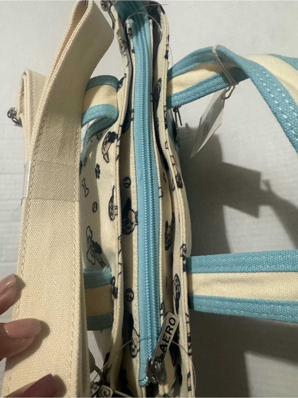 AEROPOSTALE Aero French bulldog canvas tote  BNWT - Picture 3 of 11